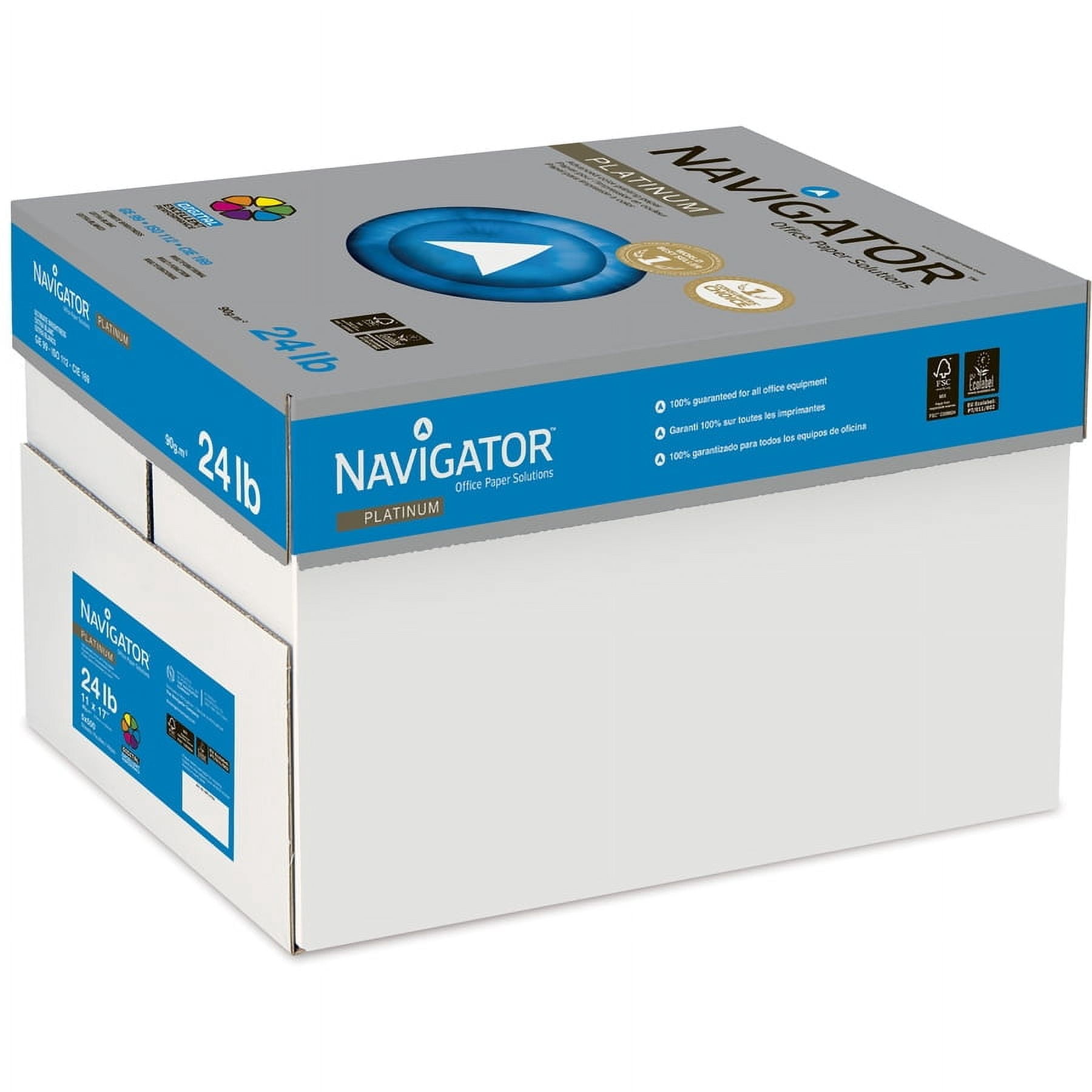 Navigator, SNANPL1724, Platinum Superior Productivity Multipurpose Paper - Silky Touch, 2500 Per Carton, Bright White