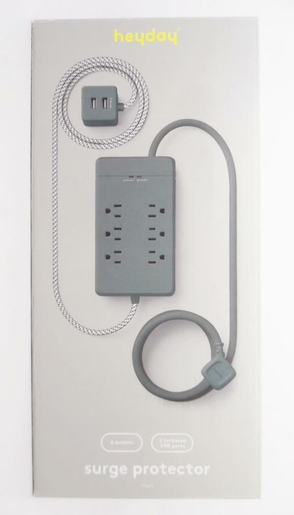 Heyday 6Outlet Surge Protector with 6' Extension Cord & 2 USB Ports Deep Teal