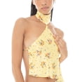 thumbnail image 5 of Biekopu Women Summer Outfits Floral Print Backless Halterneck Sleeveless Tops and Elastic Slit Mini Skirt Set Clubwear, 5 of 7