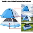 thumbnail image 3 of Lightweight 2-Person Backpacking Tent, IC ICLOVER Waterproof Two Doors Easy Setup Double Layer Outdoor Tent for 4 Seasons Camping Hiking and Mountaineering - Blue, 3 of 9