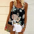 thumbnail image 2 of Gifts Usmixi Womens Tank Tops Beach Loose Pleated Swing Strap Vest Ladies Cami Shirts Summer Trendy Floral Print Round Neck Sleeveless Shirts Blouse Black s, 2 of 5