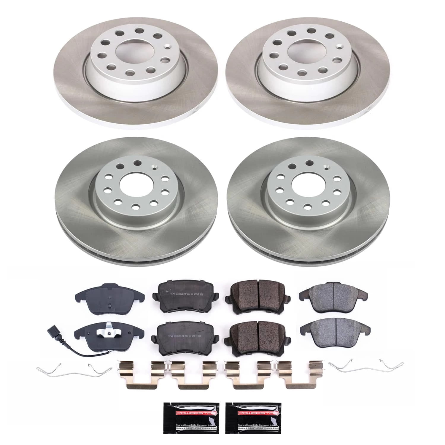PowerStop Front and Rear Semi-Coated Rotor and Low-Dust Ceramic Brake Pad Kit SC7339