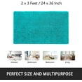 thumbnail image 6 of Junovo Plush Teal Chenille Bath Rug, 24" x 36", Non-Slip, 6 of 7
