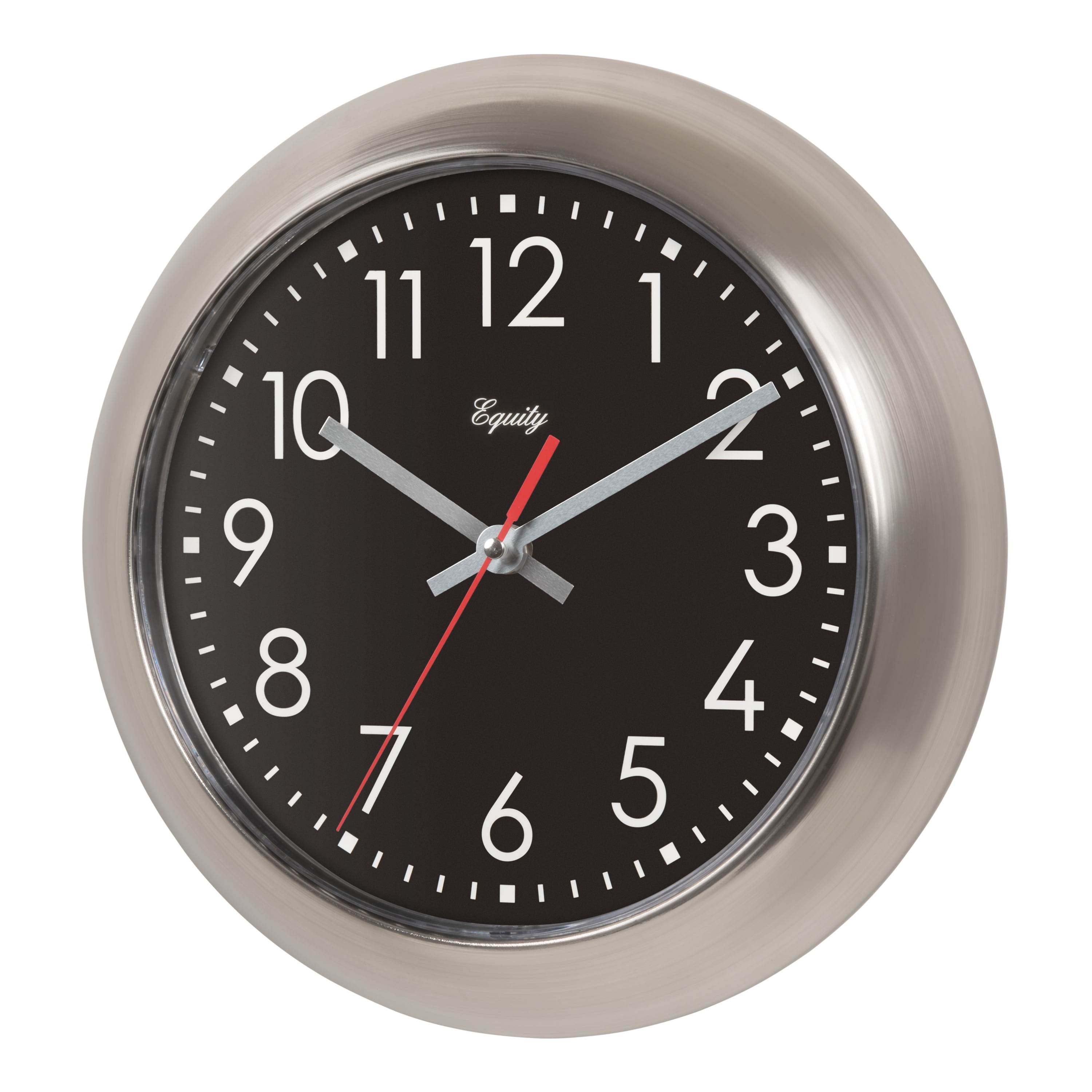 Equity 11 Inch Brushed Titanium Owen Metal Silent Quartz Wall Clock, 20802