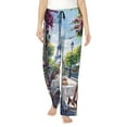 thumbnail image 1 of Balery Parisian Cafe With Eiffel Pantalones de pijama para mujer, pijamas ultraligeros, pantalones de estar por casa-Small, 1 of 6