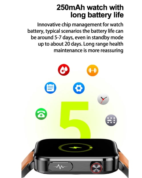 LAATIKUI smart watch TK12 Bluetooth sports mode 1.96-inch fitness exercise tracker answering/calling/smart reminder