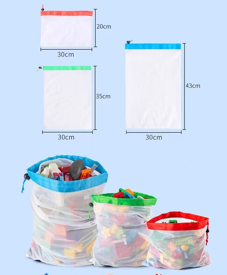 12 Packs Toy Storage & Organization Mesh Bags Eco Friendly Washable Mesh Bags & Color Coded Drawstrings by Size S, M, L. Playroom Organization, Baby Toys, Game Pieces, Toy Sets, Bathtub Toys
