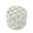 thumbnail image 3 of Inspired Home Sandy Linen Ottoman Allover Tufted Round Modern Contemporary 1 PC, Cream White, 3 of 7
