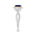 thumbnail image 3 of ANGARA Natural Oval Sapphire Twisted Vine Ring with Diamond Halo in 14K White & Rose Gold for Women (Size-7x5mm) | September Birthstone, Anniversary, Jewelry Gift for Women | Natural Sapphire Ring, 3 of 9