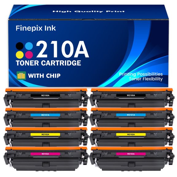 210A Toner Cartridge (With Chip) Compatible for HP 210A 210X W2100A W2100X 4301fdw 8-Pack HP Color LaserJet Pro MFP 4301fdw 4301fdn 4201dn 4201dw Printer Ink (Black Cyan Magenta Yellow)