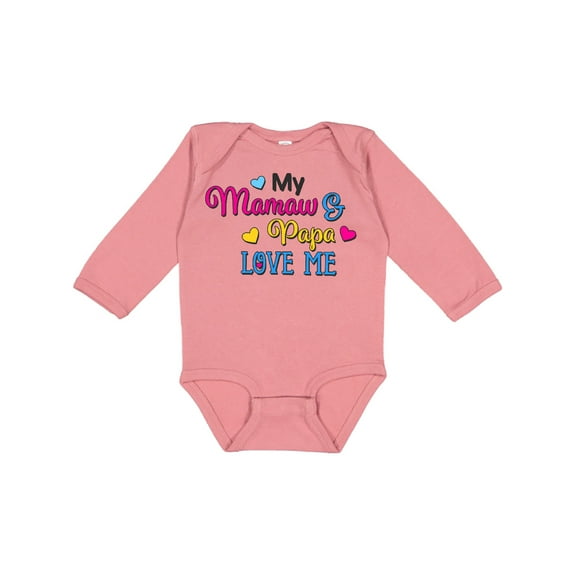Inktastic My Mamaw and Papa Love me with Hearts Boys or Girls Long Sleeve Baby Bodysuit