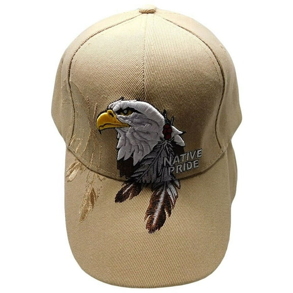 Native Pride Bald Eagle Khaki Embroidered Cap Hat