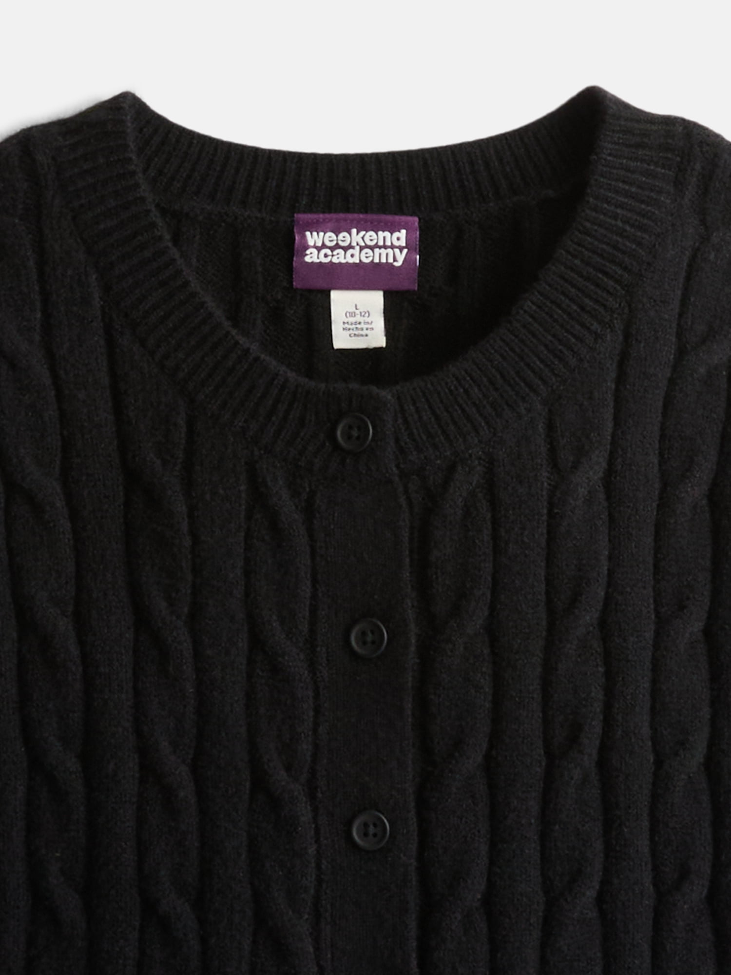 Weekend Academy Girls Button Front Cable Knit Cardigan with Short Sleeves, Sizes 4-18