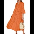 thumbnail image 2 of Vestido Bohemio con Cuello en V, Mangas Acampanadas y Bordado de Encaje para Mujer (2025) Color Naranja M, 2 of 9