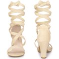 thumbnail image 3 of Sandalias de tacón medio con cordones entrecruzados para mujer Beige 37, 3 of 6