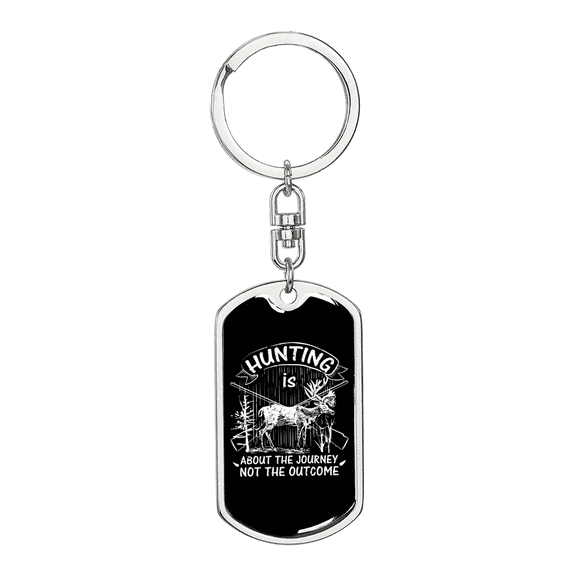 Hunting Is Journey Stainless Steel or 18k Gold Premium Swivel Dog Tag Keychain
