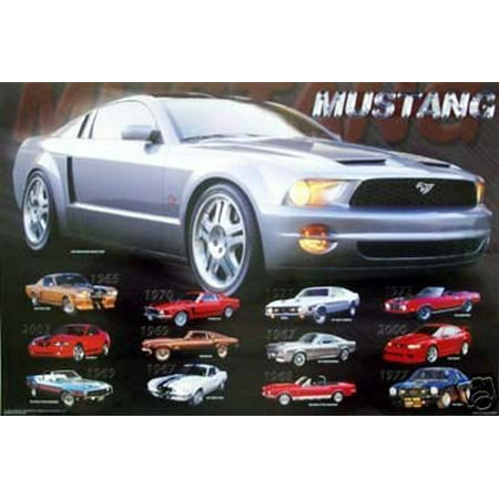Mustang Evolution Poster - Mustang Evolution Collage Poster History Car New 24x36