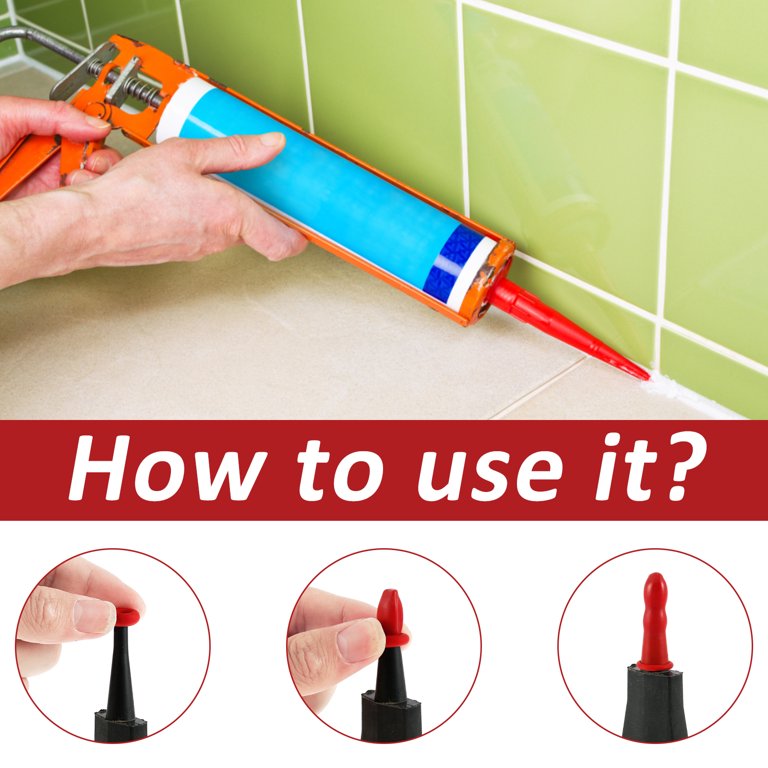 30-Pack Red Caulk Caps With Piercing Needle & Nozzle - Sealant Saver For Tubes & Bottles