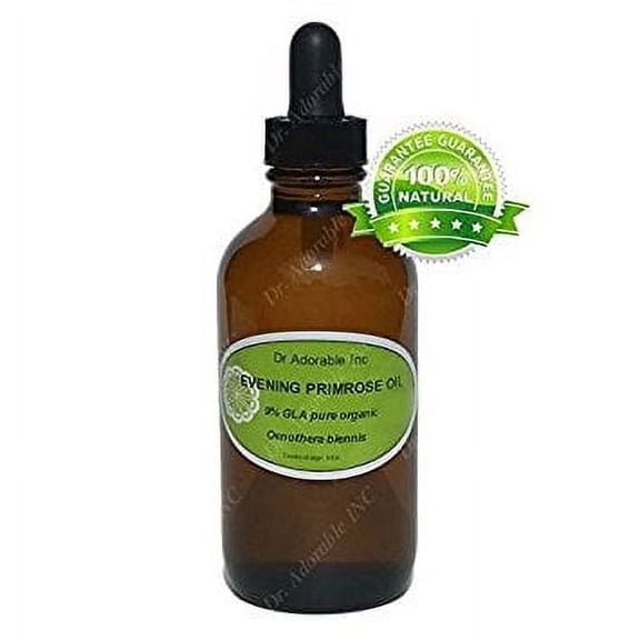 Dr Adorable - 2 oz with dropper - Evening Primrose Oil - 9% GLA Organic 100% Pure Cold Pressed Moisturizing Oil For Face Skin Hair Anti Aging