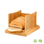 Hyindoor Bamboo Bread Slicer Foldable Adjustable 3 Different Bread Slice Thicknesses with a Crumb Bread Clip Tray