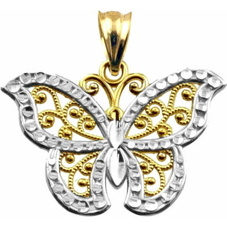 Handcrafted 10kt Gold Diamond-Cut Butterfly Charm Pendant