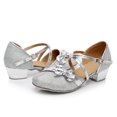 thumbnail image 5 of HAOTAGS Children's Latin Tango Shoes, Dance Practice Lightweight Princess Leather Shoes Silver 29, 5 of 6