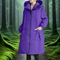 thumbnail image 2 of DondPO Rainjacket Women Waterproof Rain Jacket Women Long Rain Gear For Women Waterproof Women's Coats Trench Coat For Women Women Rain Jacket Long Trench Coat Women Purple 2XL, 2 of 9
