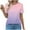 Pink, variant on Casual Tshirts Women Trendy Summer Gradient Color Block Short Sleeve Tee Shirts Pleated Crewneck Cute Tunic Tops (XL, Pink)