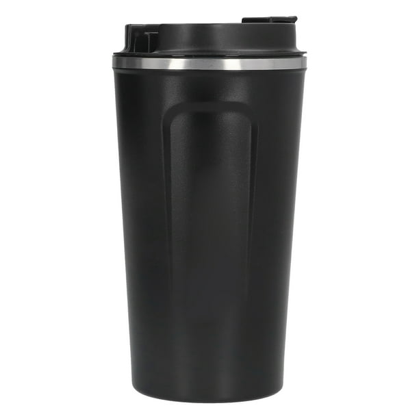 Taza de café de 510 ml, de acero inoxidable con doble pared y aislamiento, portátil, para viajes en coche, color negro