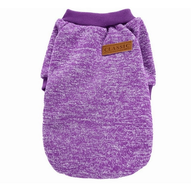 Dog Sweaters for Small Dogs Classic Winter Fleece Clothes Warm Soft Dog Sweatshirt Outfit for Dogs Cats Pet Apparel - (Purple,S)
