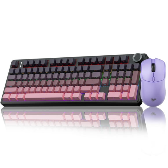 AULA F99 Pro Wireless Mechanical Keyboard with Knob SC580X Wireless Gaming Mouse Purple