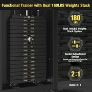 Functional Trainer Cable Machine, Cable Crossover Exercise Machine for Home & Commercial Gym, All in One Home Gym System Cable Machine and Dual Weights Stack for Cable Workout