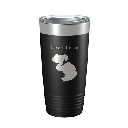 

Bodi Lake Map Tumbler Travel Mug Insulated Laser Engraved Coffee Cup Michigan 20 oz Black