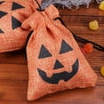 thumbnail image 3 of 10 piezas Halloween manojo boca calabaza arpillera bolsa con cordón imitación lino regalo caramelo bolsa de almacenamiento, 3 of 5