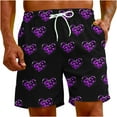 thumbnail image 4 of Penkiiy Men Drawstring Valentine's Day Love Print Beach Casual Trouser Shorts Pant 3XL Black, 4 of 9