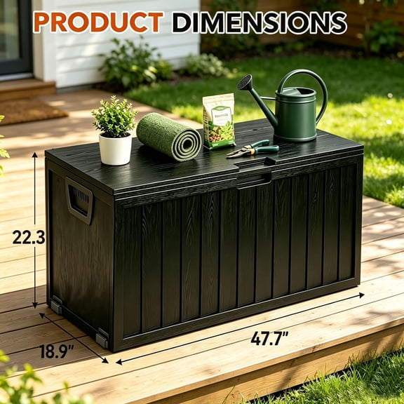 75 Gallon black Outdoor Waterproof Storage Box with Flip-Top Lid, Heavy-Duty Deck Box Suitable for /Outdoor Use - Plastic