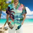 thumbnail image 2 of Men Hawaiian Shirt Short Sleeves Printed Button Down Shirts Summer Beach Mens Shirts Clearance 19-Sky Blue S, 2 of 5