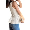 thumbnail image 3 of Women Summer Sweater Vest Slim Fit Ribbed Knit Round Neck Shirt, 3 of 4