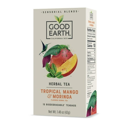 Good Earth Sensorial Blends Tropical Mango & Moringa Herbal Tea Bags, 15 Ct