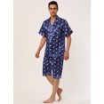 thumbnail image 3 of Lars Amadeus Conjunto de pijama de satén para hombre, con botones y estampado de corazones, ropa de dormir corta, ropa de descanso, conjuntos de pijamas Azul M Unique Bargains Conjunto, 3 of 5
