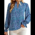 thumbnail image 1 of Blusa de Estilo Bohemio con Cuello en V y Mangas Largas, Estilo Floral, Informal, Holgada, de Verano, con Mangas Abullonadas para Mujer. Color XL, 1 of 6
