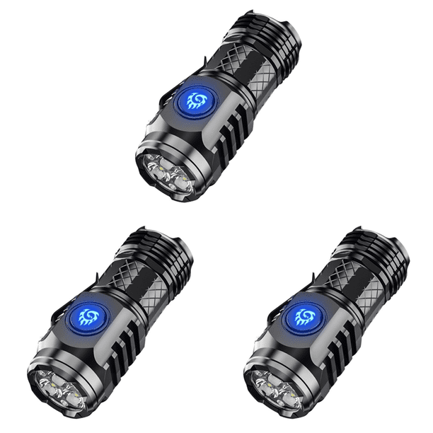 Linterna Brillante LED Recargable 5 Modos Tipo C Linterna Impermeable (negra)