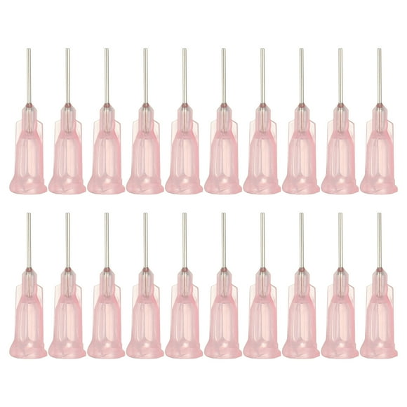 Agujas de dispensación de 20Ga, 52PCS de 1/2 pulgada con punta roma industrial y jeringas con aguja de bloqueo Luer para rellenar tintas líquidas, adhesivos, aceites, rosa