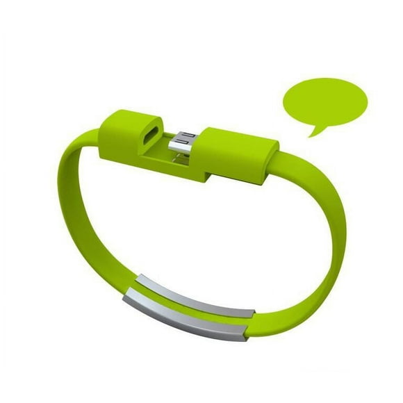 Bracelet Créatif Portable de 21 cm pour Câble de Données iPhone, Bracelet iOS Android Type-c, Ligne de Chargement pour Téléphone Mobile, Cordon d'Alimentation d'Urgence pour Apple, Vert, 2 Pcs