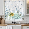 thumbnail image 3 of Swag Valance Curtains for Windows, Spring Blue Flowers Light Filtering Kitchen Curtains with Rod Pocket, Leaves Country Plants Farmhouse Window Treatment Valances for Living Room, 36x63 - 2 PCS, 3 of 9