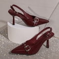 thumbnail image 5 of ShiShine Kitten Heels for Women Pointed Toe Pumps Low Heel Slingback Heels with Buckle Dress Shoes for Dating Party Working, 5 of 9