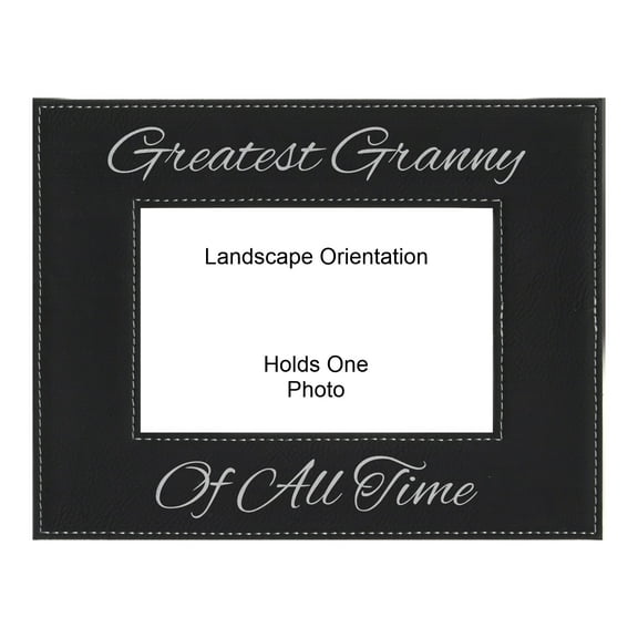 PrecisionNC Grandma Gifts Greatest Granny of All Time Engraved Leatherette Black Picture Frame Mothers Day 4x6 Landscape