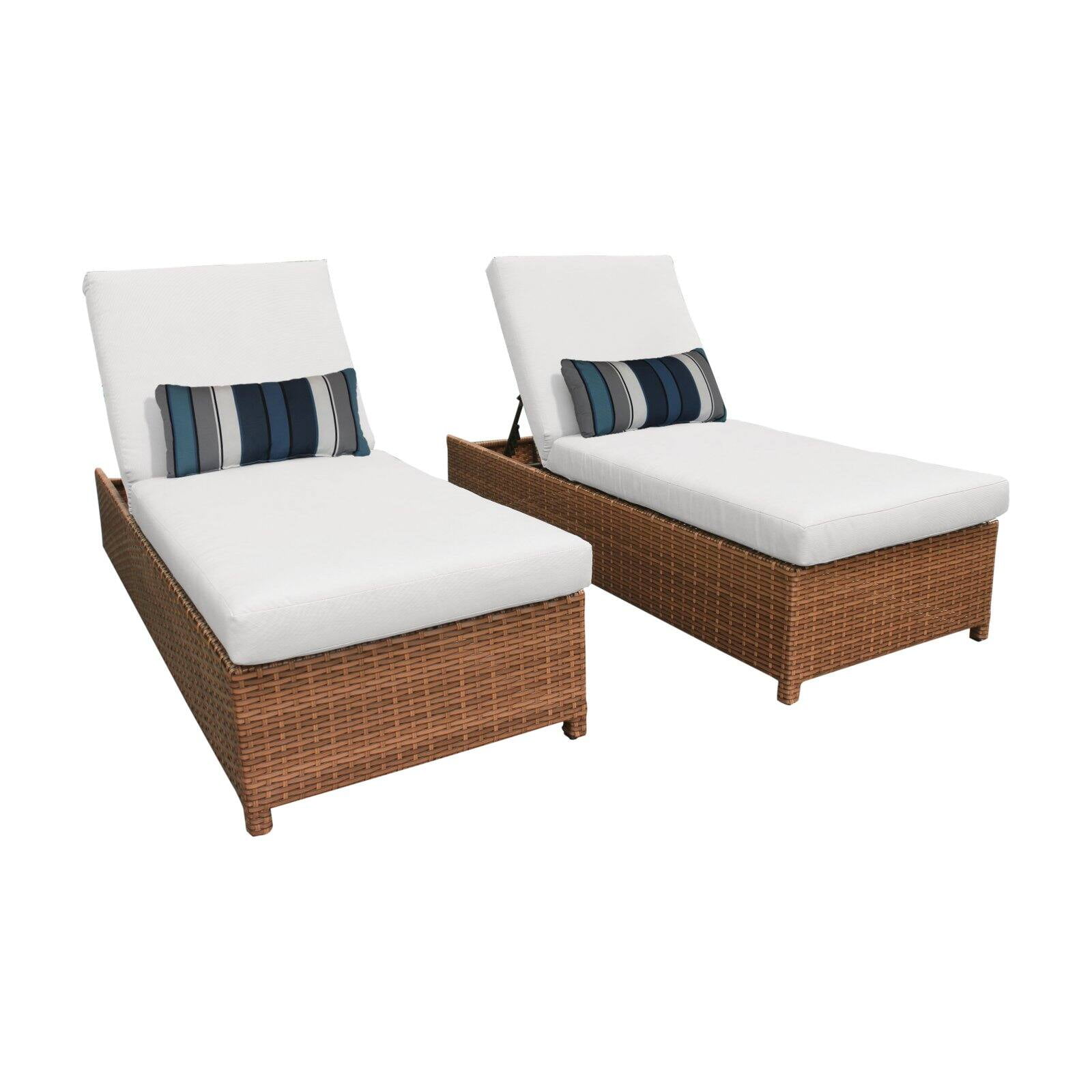 TK Classics Laguna Wheeled Wicker Outdoor Chaise Lounge Chair Set of