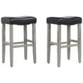 thumbnail image 3 of Polytrends Jameson Upholstered Polyester 29" Bar Stool - Saddle Seat (Set of 2) Gray Legs Leather, 3 of 5
