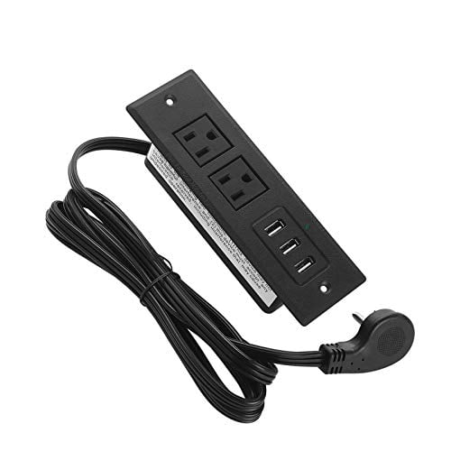 Furniture Recessed Power Strip with Flat Plug, Recessed Desk Outlet
